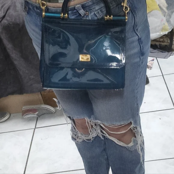 Dolce & Gabbana Teal Blue Sicily Small Crossbody Bag - Picture 14 of 16